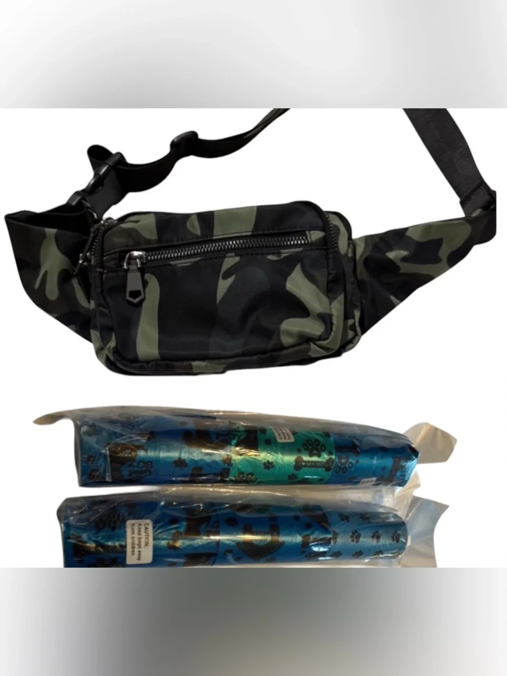 Camo Fanny Pack + Dog Poop Bag Dispenser Set | Hands-Free Dog Walking Essentials